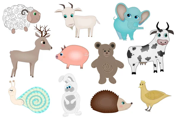 Vector illustration of cute animal set — Stock Vector