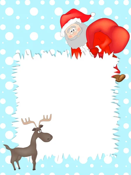 Liste du Père Noël magique avec le Père Noël et les cerfs. — Image vectorielle