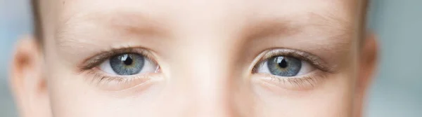 Güzel Çocuk Göz Closeup Makro Çekim Güzel Gri Gözler Küçük — Stok fotoğraf