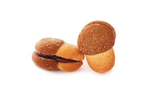 Biscoitos Shortbread Diferentes Formas Com Recheio Sem Isolado Fundo Branco — Fotografia de Stock