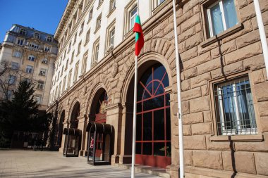 Sofia, Bulgaristan - 03 Nisan 2018: Cumhurbaşkanlığı Sarayı. Sofia Bulgaristan en büyük şehir ve başkentidir. Bulgaristan'ın başkanlık makamının muhafiz değişikliği.