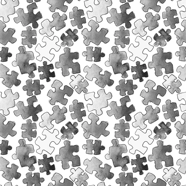 Puzzle Motif Fond Sans Couture Des Morceaux Puzzle Aquarelle Illustration — Photo