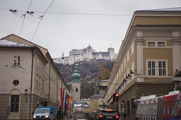 Salzburg Rakousko Listopadu 2018 Pevnost Hohensalzburg Krásný Výhled Panorama Salzburg — Stock fotografie