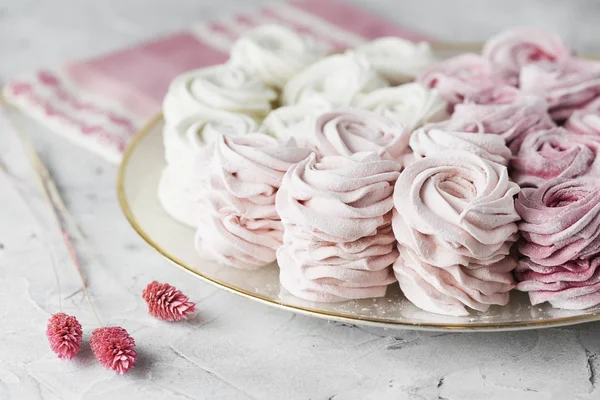 Süßes Dessert Zephyr Marshmallows Aus Nächster Nähe Große Zephyr Mit — Stockfoto