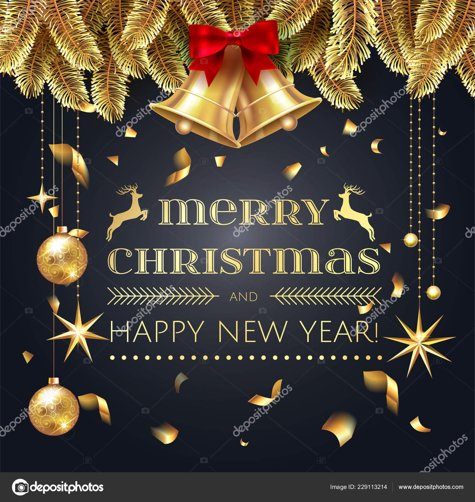 Merry Christmas Happy New Year Stock Vector Greeting Card Chrirstmas Vector Image By C Nikelser Vector Stock