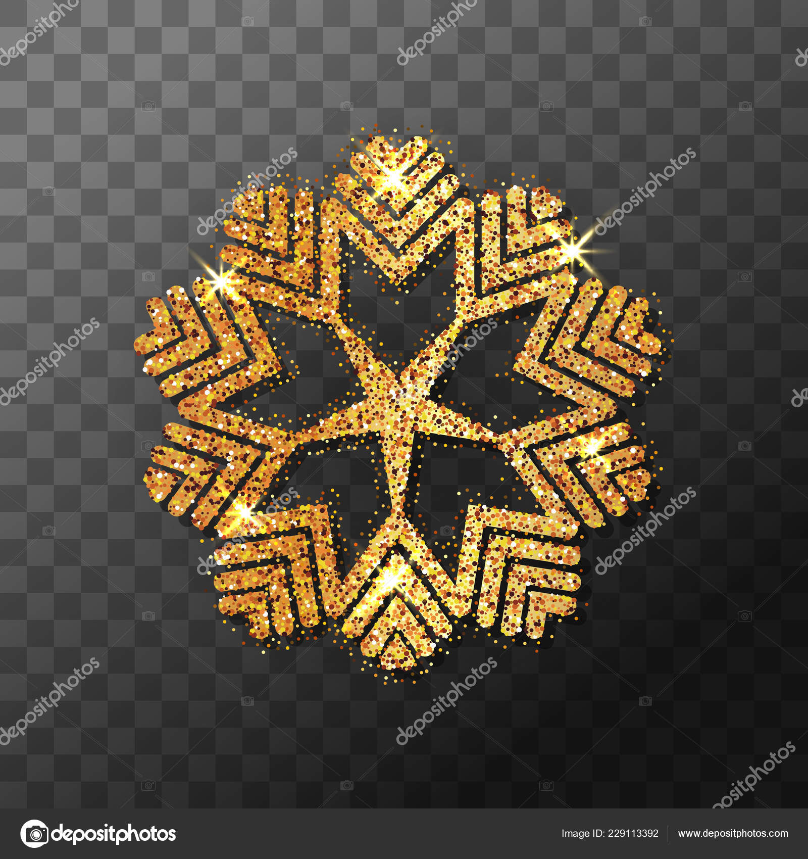 Shine Golden Snowflake Glitter Sparkle Transparent Background Christmas  Decoration Shining Stock Vector by ©nikelser 229113392