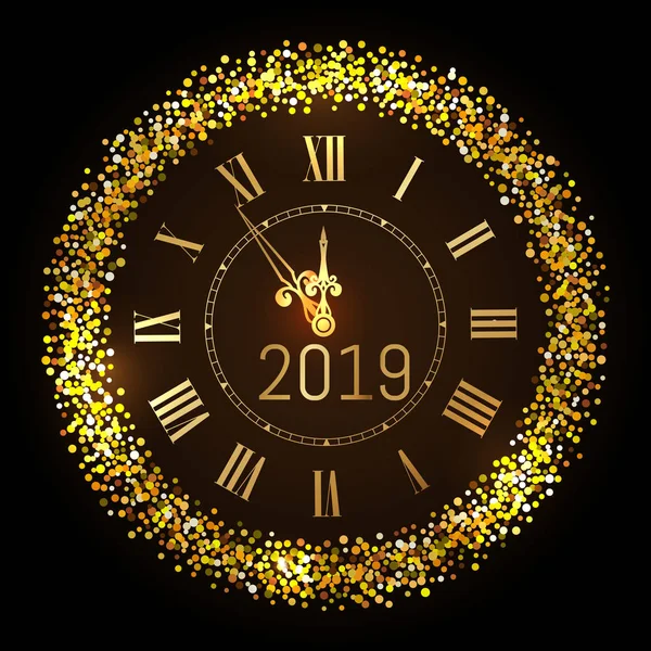 Ευτυχισμένο Νέο Έτος 2019 Νέο Έτος Λάμπει Πολυτελή Premium Φόντο — Διανυσματικό Αρχείο