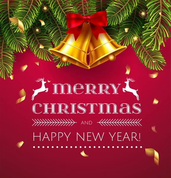 Vector Saludos Navidad Objetos Decoración Sobre Fondo Rojo Jingle Bells — Vector de stock