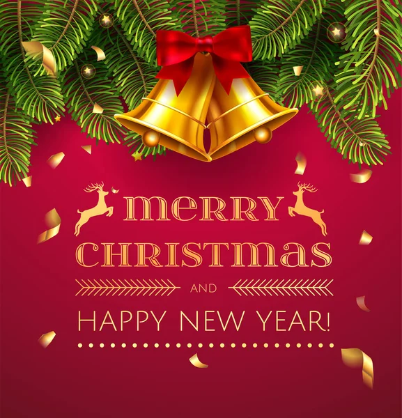 Feliz Navidad Feliz Año Nuevo Tarjeta Felicitación Con Chrirstmas Decoraciones — Vector de stock