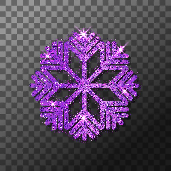 Purple Glitter Shining Snowflake Christmas New Year Glittering Ornament Decoration — Stock Vector