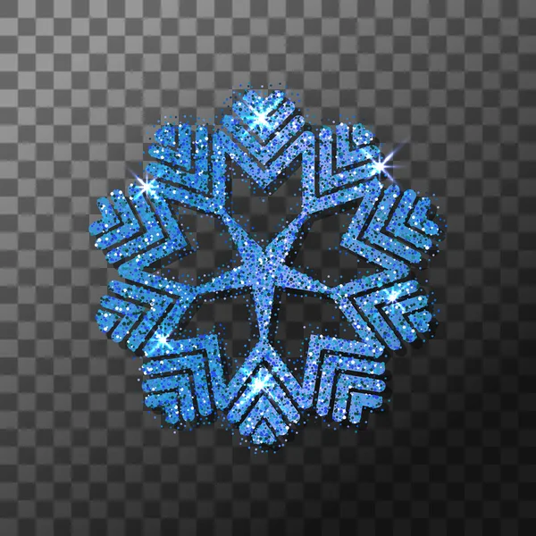 Inverno Brilho Azul Brilhante Floco Neve Natal Decoração Ornamento Brilhante — Vetor de Stock