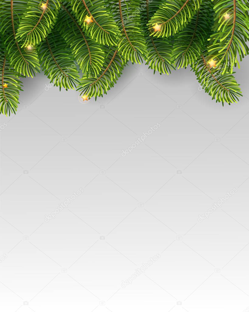 Christmas Tree Borders, Isolated On White Background, Vector Illustration