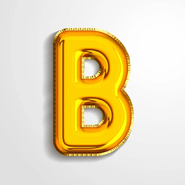 Χρυσό μεταλλικό ήλιο αλφάβητο μπαλόνι γράμμα B ρεαλιστική 3D απόδοση μπαλόνι αέρος. Συλλογή χρυσή αλφάδι εικονογράφηση διανυσματικών πλαισίων. — Διανυσματικό Αρχείο