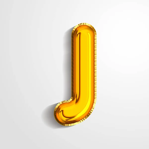 Goud metallic helium alfabet ballon folie letter J realistische 3D renderen lucht ballon. Collectie van gouden ballon alfabet vector illustratie. — Stockvector