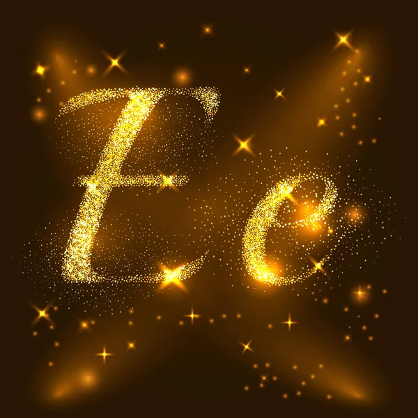 Alphabets E d'étoiles brillantes d'or. Vecteur d'illustration — Image vectorielle