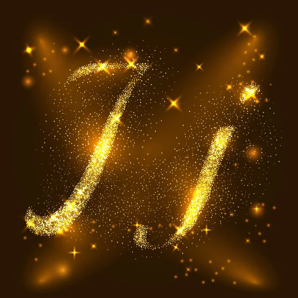 Alphabets J et j d'étoiles brillantes d'or. Illustration vecto — Image vectorielle