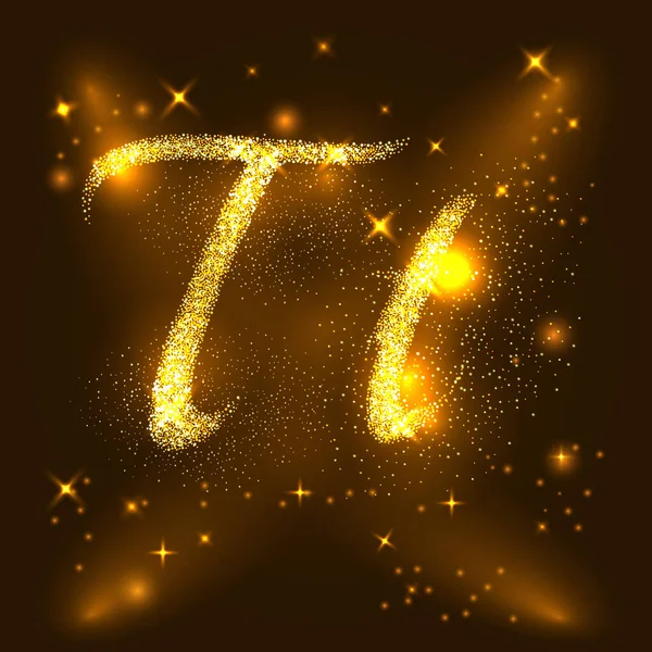 Alfabet T av guldglittrande stjärnor. Illustrationsvektor — Stock vektor