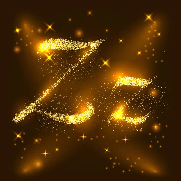 Алфавіт Z золотих блискучих зірок. Вектор ілюстрації — стоковий вектор