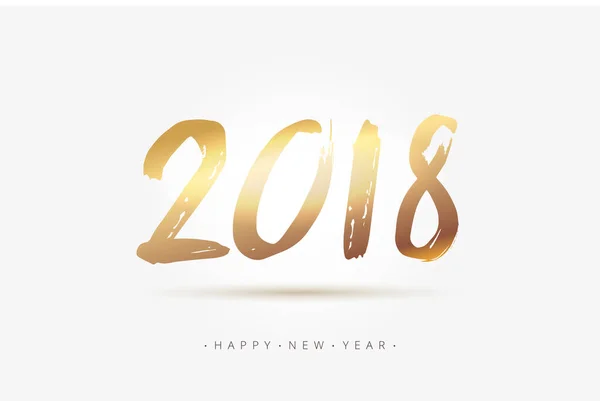 Vector stock 2018 New Year gold calligraphy. Golden numbers text 2018 in hand drawn brush style. EPS 10 — Stock Vector