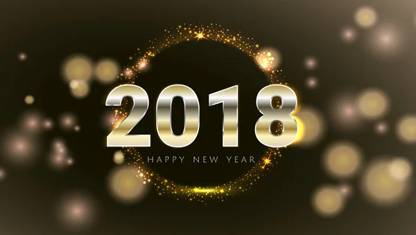 Feliz Ano Novo 2018 brilhante brilhante brilhante cartão de saudação de ouro. Design moderno de estilo noturno Ilustração vetorial. Papel de parede . — Vetor de Stock