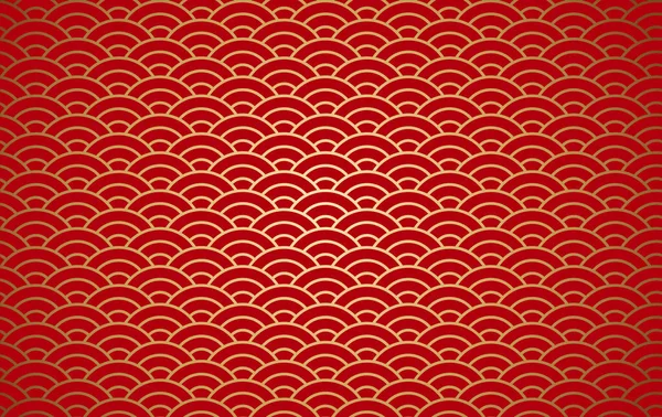 Vector estoque abstrato chinês tradicional oriental ornamento ouro e vermelho nuvens ano novo fundo com belo ouro asiático estilo padrão sem costura . — Vetor de Stock