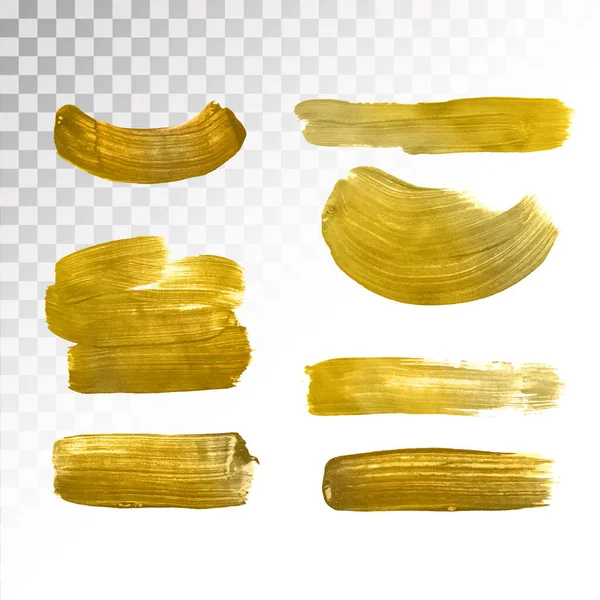 Conjunto de manchas de trazo de acuarela de textura de pintura vectorial oro. Ilustración de arte texturizado brillante oro abstracto. Ilustración de arte texturizado brillante oro abstracto. Ilustración vectorial. EPS 10 — Archivo Imágenes Vectoriales