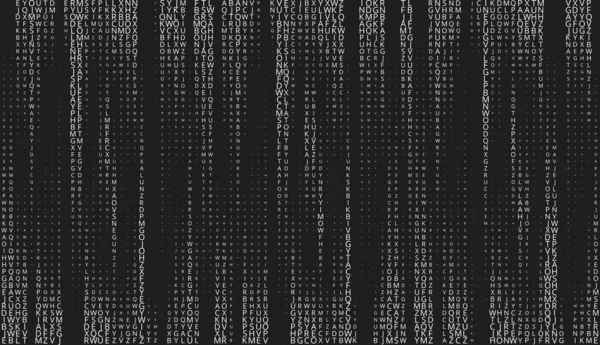 Fondo de matriz vectorial. Transmisión de código binario en la pantalla. Datos y tecnología, descifrado y cifrado, letras de fondo de matriz informática. Concepto de codificación o Hacker. Ilustración vectorial. EPS 10 — Vector de stock