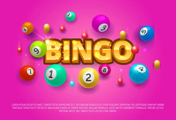 Bingo-Lotto-Banner. Farbige Bingo-Bälle Anzahl fallen Glück Big Win Konzept Banner Casino. Vektor Stock Illustration Lotterie Spiel Hintergrund. — Stockvektor