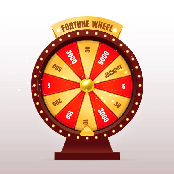 3D realistische Glücksrad-Illustration mit 12 goldenen und roten leeren Sektoren. Spielautomaten oder Casino Element Design. Buntes Glücksrad-Design. Eps10-Vektor — Stockvektor