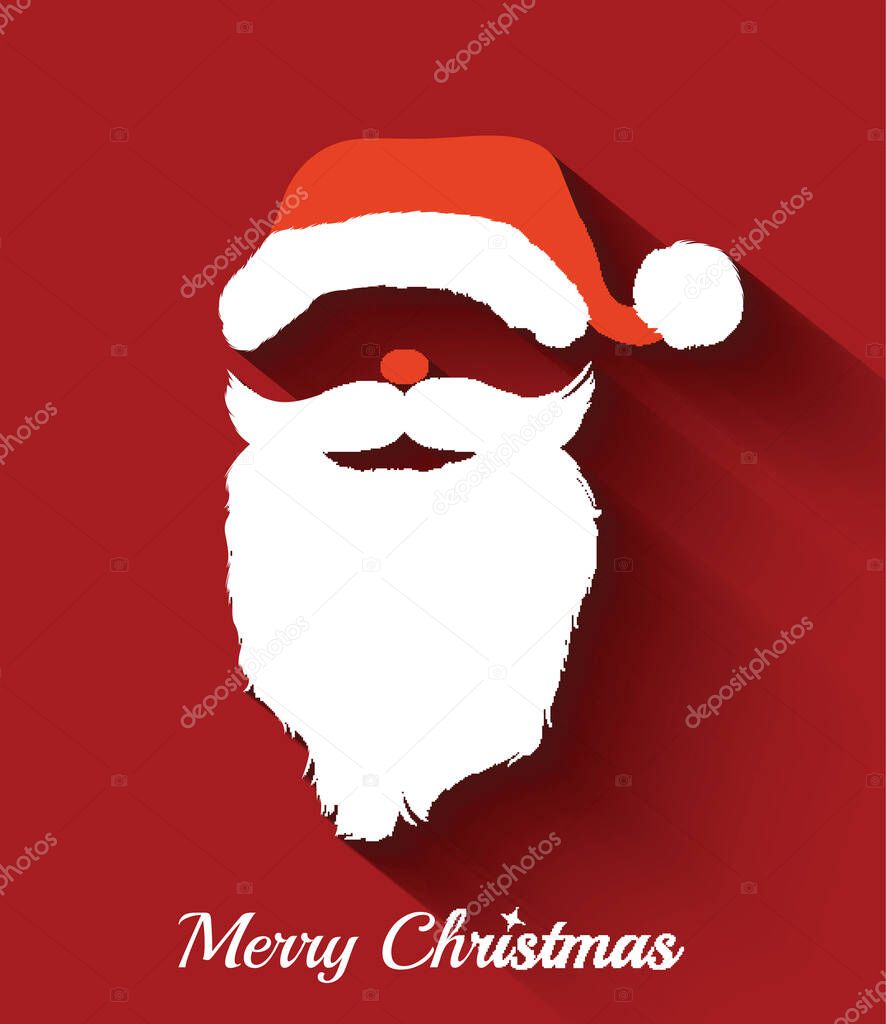 Santa Claus hat and beard template .Christmas Retro Santa Card - in vector