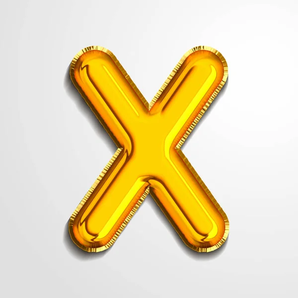 金金属氦字母表气球箔字母X现实地三维渲染气球。收集金色气球字母表矢量图解. — 图库矢量图片