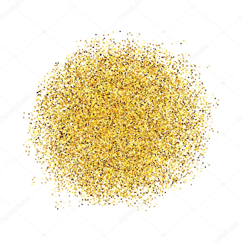 Luxury gold glitter sparkles circle on white background. Golden rich design for card, vip, exclusive, certificate, gift, luxury, privilege, voucher, store, present, store and shop. Vector.