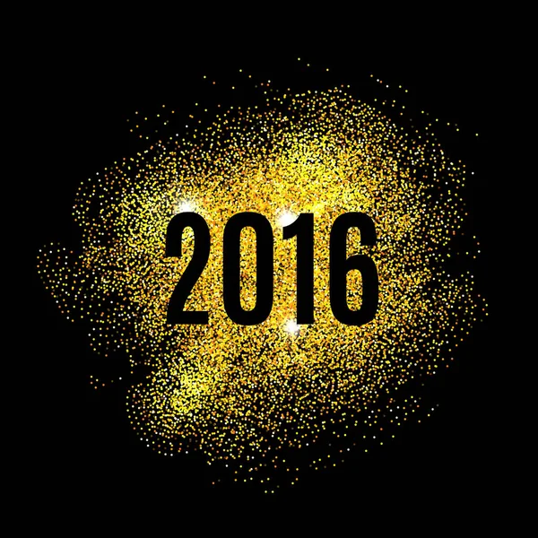 Поздравляем вас с Новым 2016 годом. Блестящая текстура. Золотые блески с рамой. Шикарный шаблон приглашения на Новый год . — стоковый вектор
