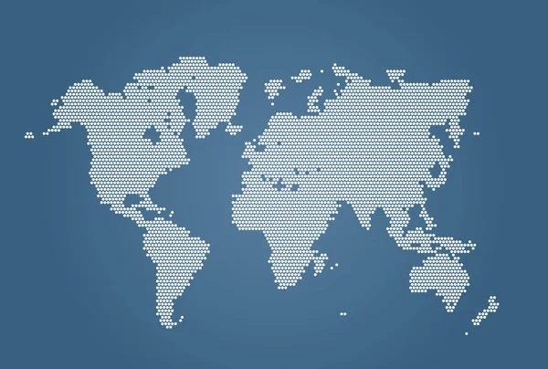 Mapa del mundo punteado vector aislado sobre fondo azul. Infografía abstracta por ordenador para presentación. EPS 10 . — Archivo Imágenes Vectoriales