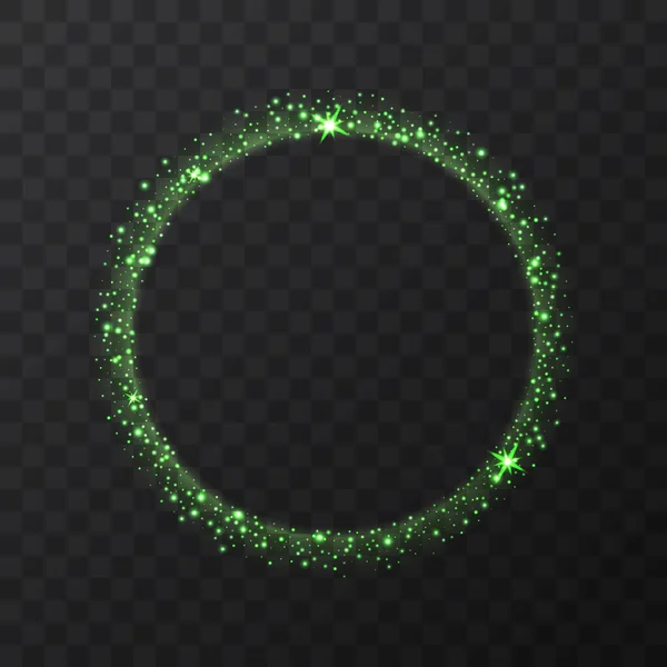 Cercle vectoriel vert clair abstrait sur fond transparent. Cadre lumineux circulaire brillant rond Belle bague lumineuse abstraite de luxe d'étoiles, Eclipse. Illustration vectorielle — Image vectorielle