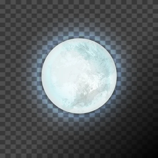 Luna piena blu sullo sfondo scuro trasparente — Vettoriale Stock