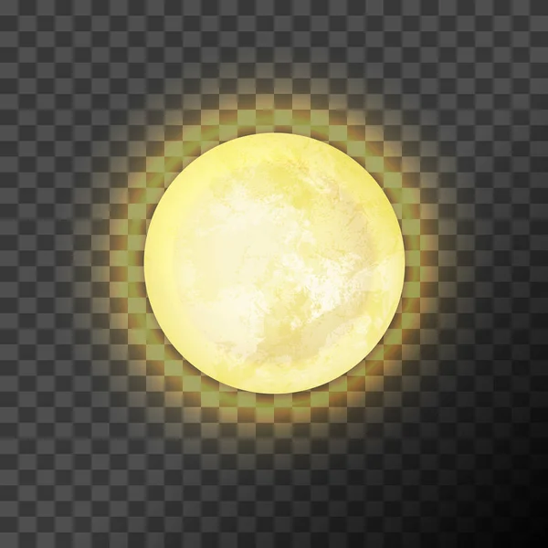 Pleine lune jaune sur fond transparent foncé. Illustration vectorielle. SPE 10 . — Image vectorielle