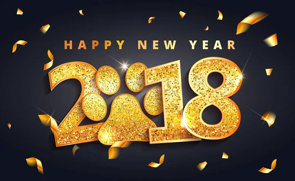 Векторный запас на Новый год 2018 с отпечатком сияющей золотой собачьей лапы. Поздравление с Новым годом открытка для печати, шаблон для оформления брошюры . — стоковый вектор