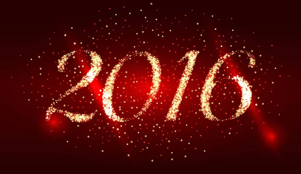 Gelukkig nieuwjaar 2016. rode vakantie vector achtergrond met sprankelingen — Stockvector