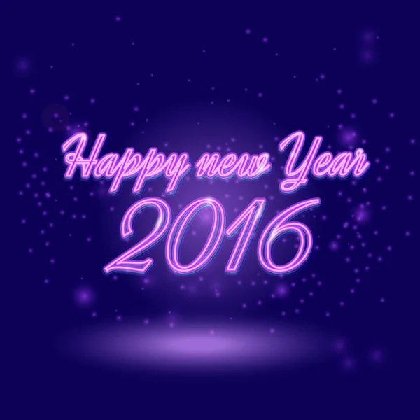 Feliz Ano Novo 2016 neon lettering cartão brilho saudação . —  Vetores de Stock