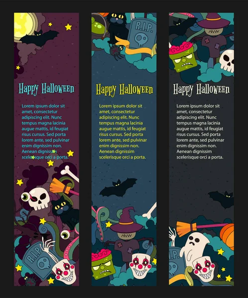 Happy Halloween Hand gezeichnet Doodle-Stil Vektor Web-Banner für Halloween-Party. — Stockvektor