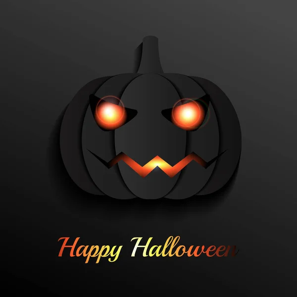 Scary Happy calabazas de Halloween aisladas sobre un fondo negro. Scary brillante caras truco o tratar . — Vector de stock