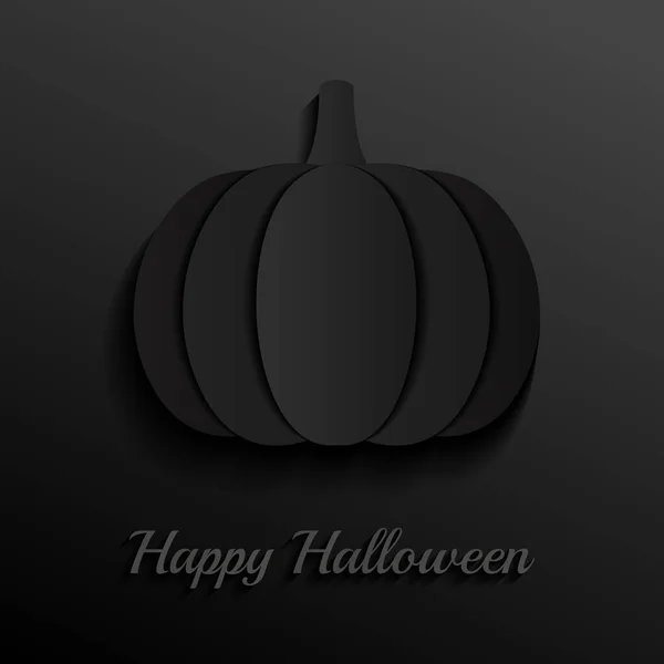 Papel vetorial preto cortado Ícone de abóbora isolado no fundo preto. Feliz festa de Halloween. Estilo de arte de papel. Ilustração vetorial . — Vetor de Stock