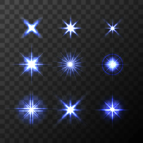 En uppsättning lysande stjärnor. Vektorillustration — Stock vektor