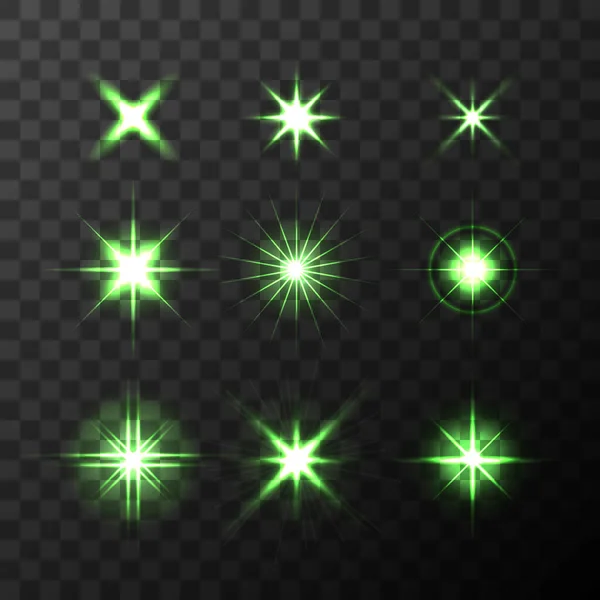 En uppsättning lysande stjärnor. Vektorillustration — Stock vektor