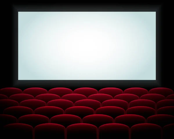 Cinema auditorium met scherm en stoelen. Vector. — Stockvector