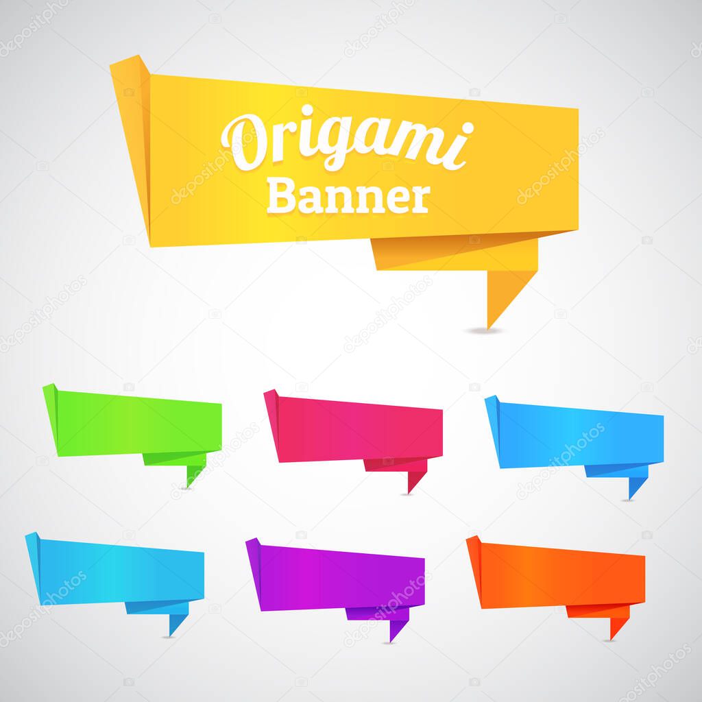 Abstract origami speech bubble banner vector color set background. Eps 10.