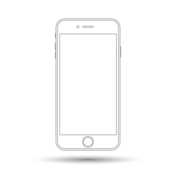 Icono de la línea de teléfono inteligente, ilustración vectorial del teléfono celular — Archivo Imágenes Vectoriales