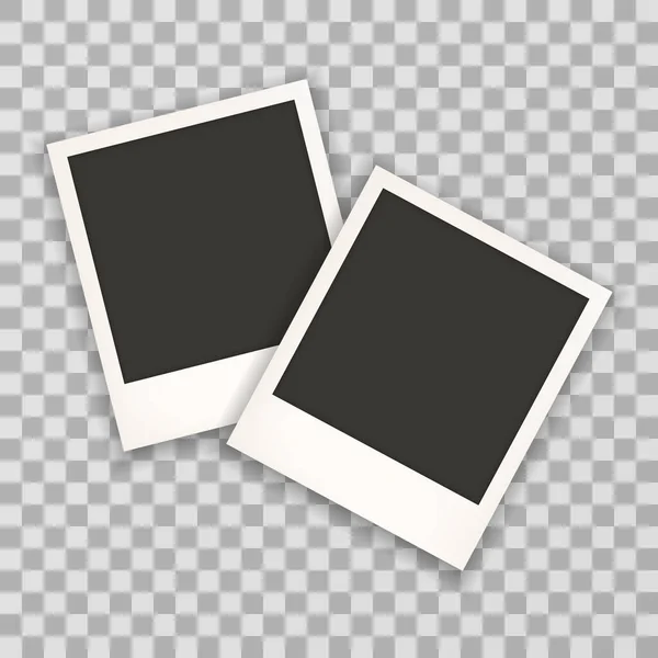 Two retro vintage photo frames isolated on transparent background. Vector illustration. EPS 10. — Stock Vector