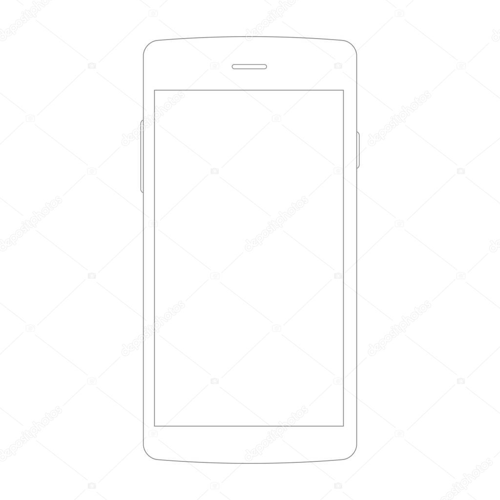 Line icon of mobile phone with isolated on white. Vector EPS10